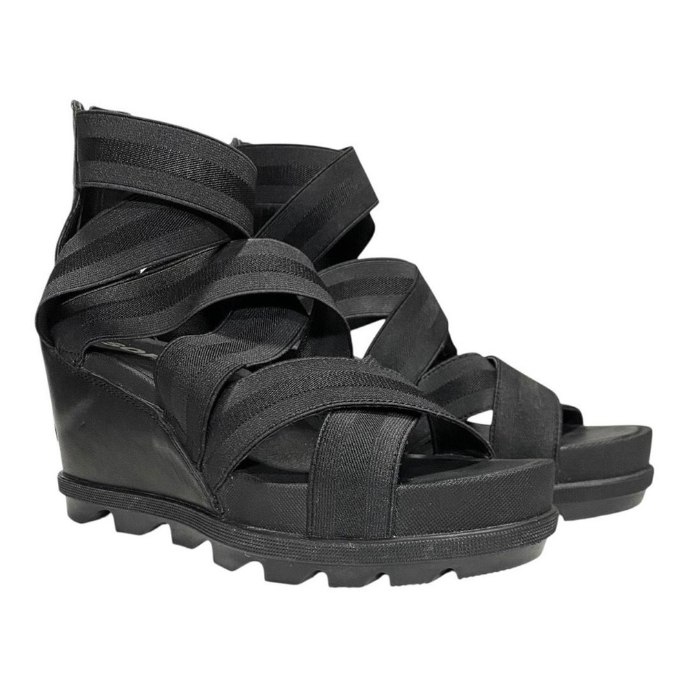 Sorel Black Strappy Wedge Sandals 8 Free Shipping! - Picture 5 of 10